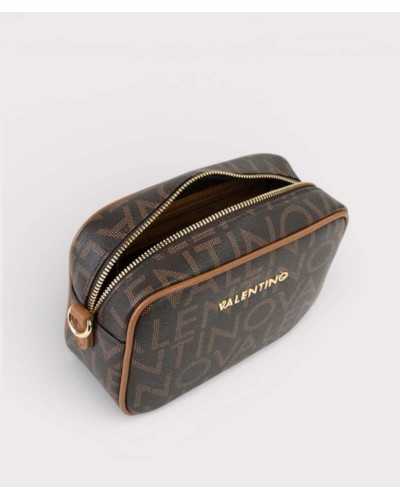 Valentino bolso bandolera marrón Regina RE vista superior con ribete camel