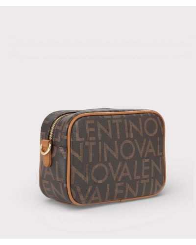 Valentino bolso bandolera marrón Regina RE vista frontal con estampado logo all over