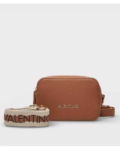 Valentino bandolera marrón vista frontal con correa ancha