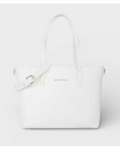 Valentino Bags bolso shopper blanco vista frontal con asas y logo dorado
