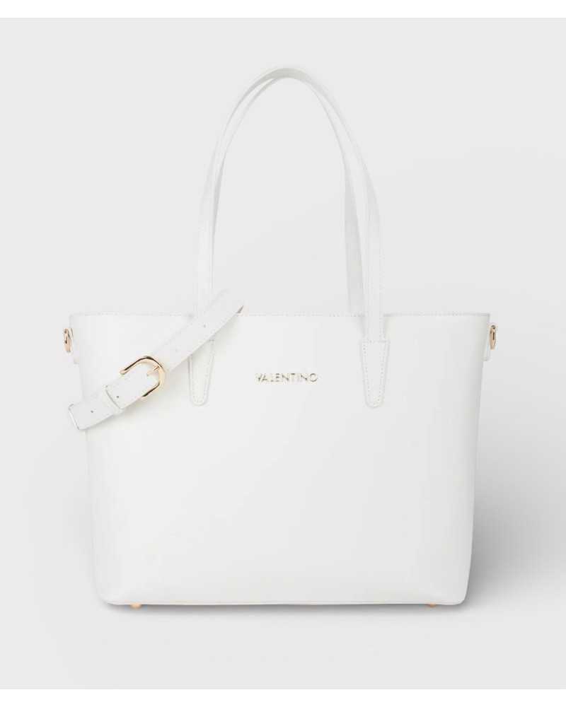Valentino Bags bolso shopper blanco vista frontal con asas y logo dorado Valentino Bags bolso shopper blanco vista frontal con asas y logo dorado