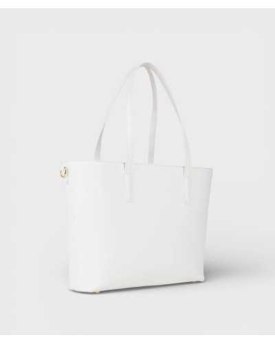 Valentino Bags bolso shopper blanco vista trasera con asas y logo dorado