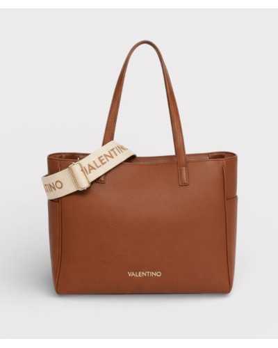 Valentino Bags bolso tote marrón vista frontal con logotipo metálico dorado