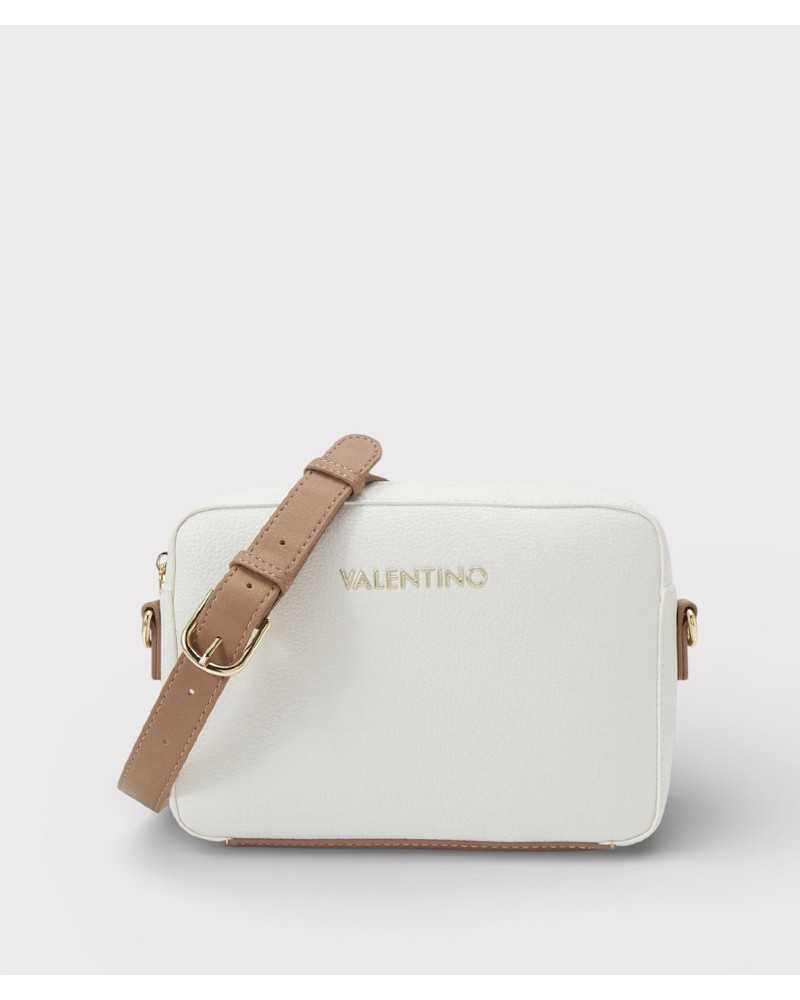 Valentino Bags bolso bandolera blanco Alexia vista frontal con logo en relieve y herrajes dorados Valentino Bags bolso bandolera blanco Alexia vista frontal con logo en relieve y herrajes dorados