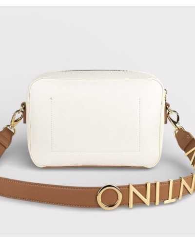 Detalle herrajes dorados y logo VALENTINO convexo bolso bandolera blanco Alexia