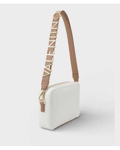 Valentino Bags bolso bandolera blanco Alexia vista trasera con logo en relieve y herrajes dorados