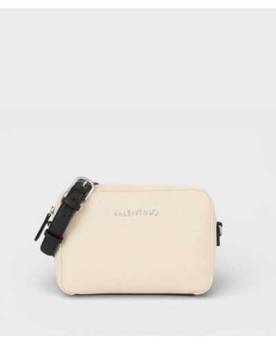Valentino Bags bolso bandolera beige Alexia Summer con correa negra letras Valentino plata