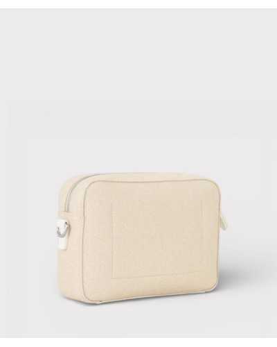 Valentino Bags bolso bandolera beige Alexia Summer trasero textura lona diagonal blanco