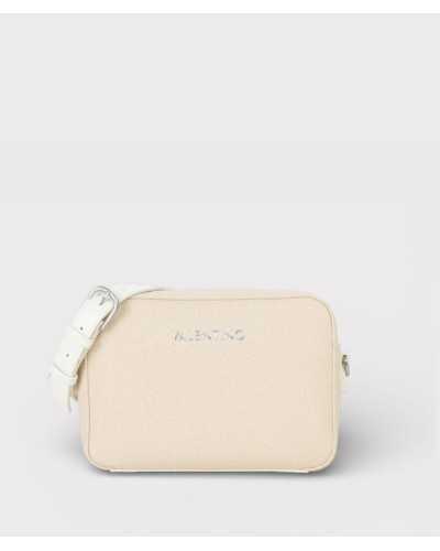 Valentino Bags bolso bandolera beige Alexia Summer correa blanca letras Valentino plata
