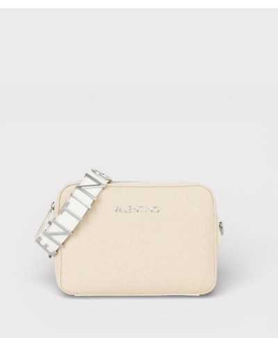 Valentino Bags bolso bandolera beige Alexia Summer frontal correa blanca hebilla plata