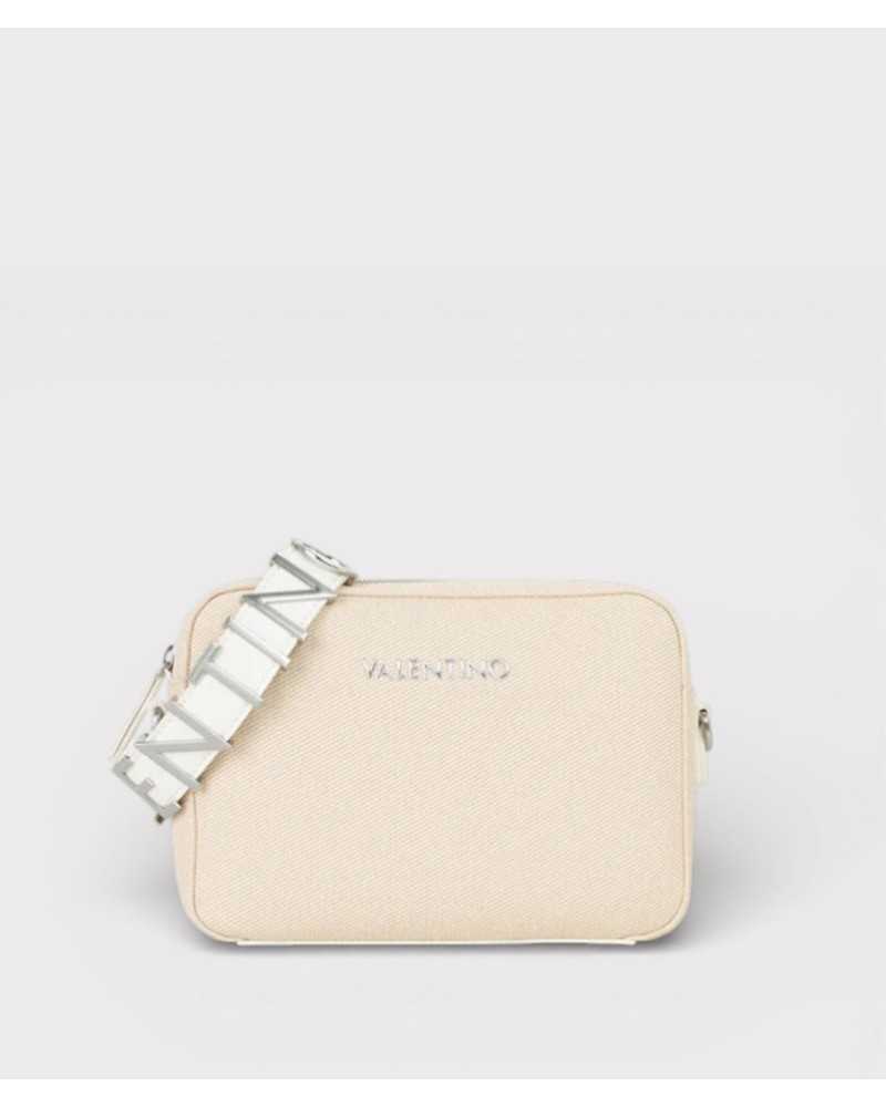 Valentino Bags bolso bandolera beige Alexia Summer frontal correa blanca hebilla plata