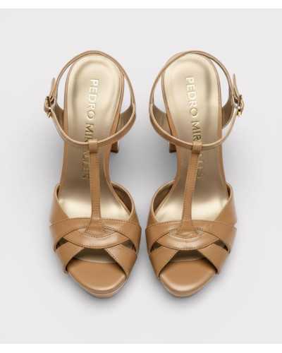 sandalias pedro miralles marron vista superior piel