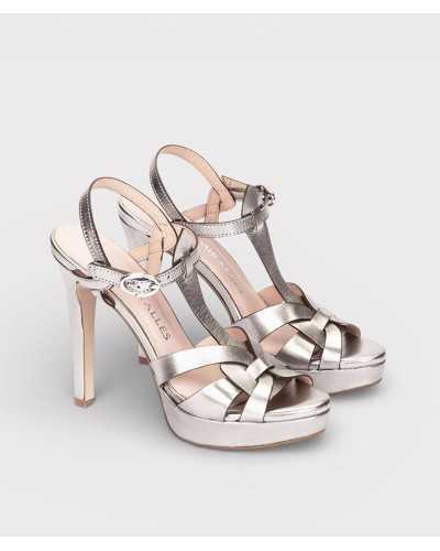 sandalias Pedro Miralles plata frontal piel