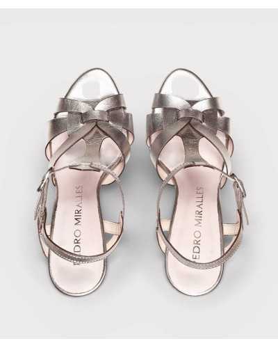 sandalias Pedro Miralles plata vista superior piel