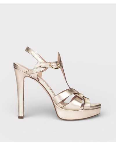 sandalias Pedro Miralles platino lateral piel metalizada
