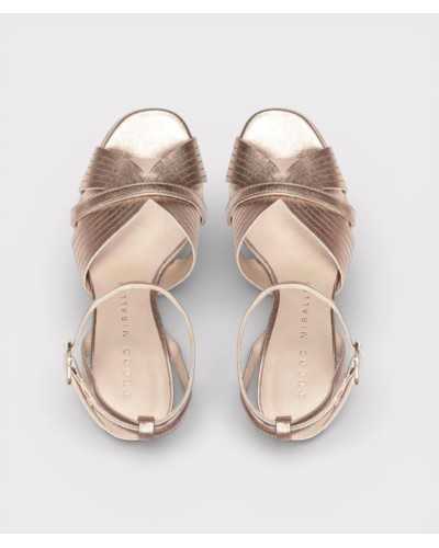 sandalias Pedro Miralles rosa metal vista superior piel metalizada