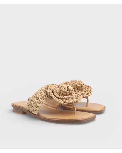 sandalias NOA HARMON acacia cuero rafia frontal par