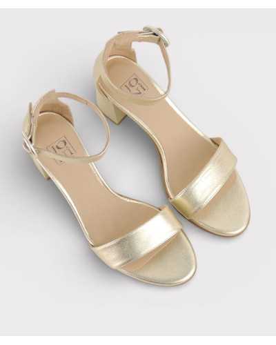 sandalia joni dorada vista superior plantilla gel piel