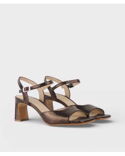 sandalias joni marron metalizado efecto serpiente frontal par