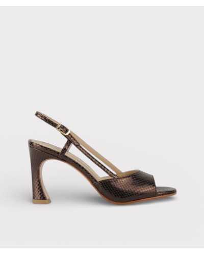 sandalia joni palat coffee lateral tacon trompeta piel serpiente
