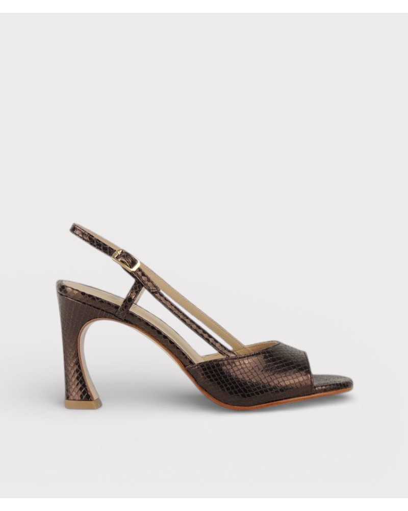 sandalia joni palat coffee lateral tacon trompeta piel serpiente
