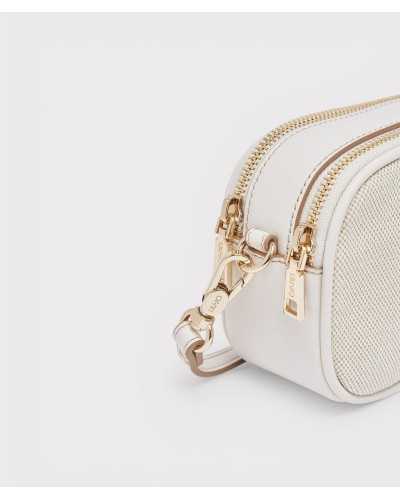 Detalle cremallera doble y herrajes dorados bandolera Liu Jo beige