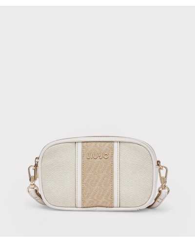 Bolso bandolera Liu Jo beige en lona jacquard vista frontal