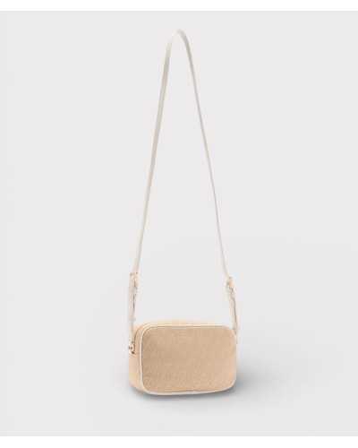 Bandolera Liu Jo Milano beige jacquard con correa larga ajustable blanca