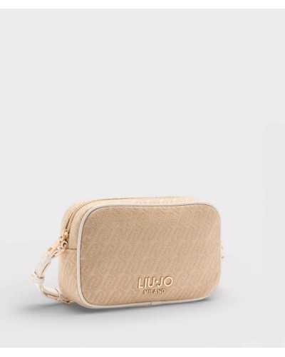 Bolso bandolera Liu Jo Milano beige jacquard vista lateral diagonal