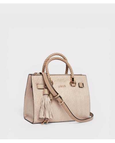 Bolso satchel Liu Jo beige con correa de hombro ajustable y colgante flecos