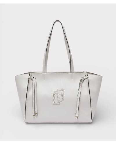 Liu Jo white large tote bag Lapislazzu embroidered logo front view