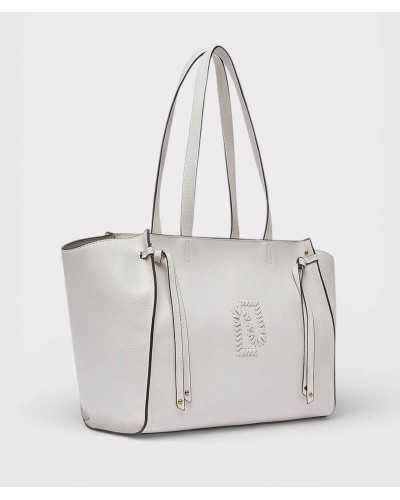 Liu Jo white large tote bag Lapislazzu side view with decorative cords