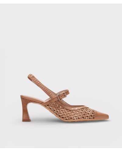 slingback Hispanitas Giorgia camel rafia piel lateral