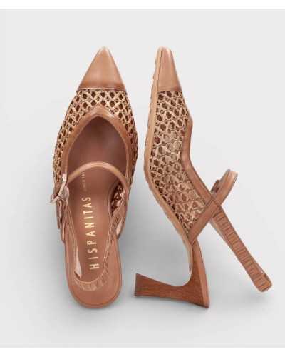 slingback Hispanitas Giorgia camel rafia vista superior plantilla