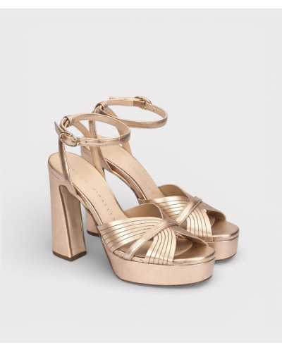 sandalias Pedro Miralles rosa metal detalle tiras piel