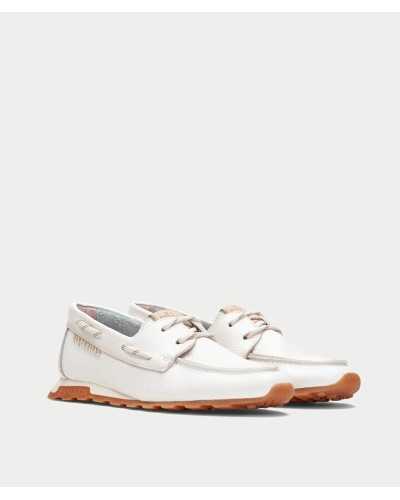 mocasín Hispanitas Zinnia blanco napa tres cuartos frontal