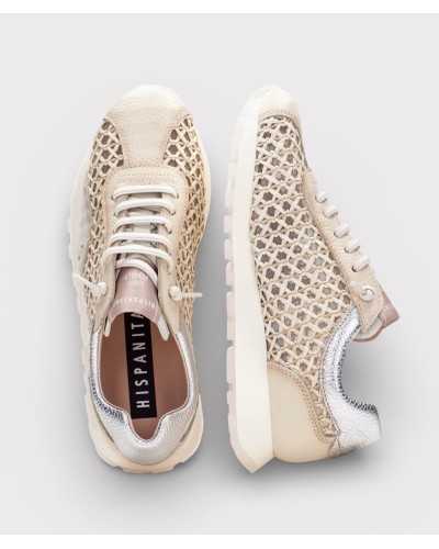 sneaker Hispanitas Oregon crema rafia vista superior plantilla