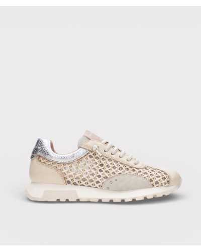 sneaker Hispanitas Oregon crema rafia piel lateral suela TR