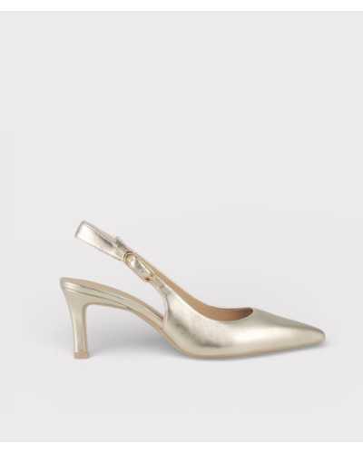 zapato destalonado UNISA LANZ platino lateral piel metalizada