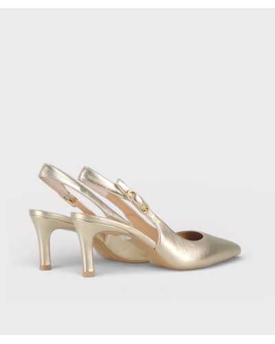 zapato destalonado UNISA LANZ platino trasera tacón forrado