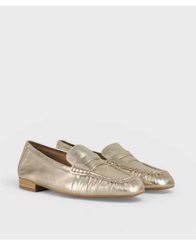 mocasin unisa platino frontal piel metalizada
