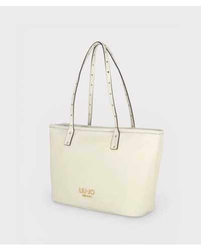 Liu Jo bolso shopper blanco Evrim S vista lateral piel sintética granulada