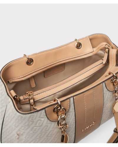 Interior bolso tote beige Liu Jo Ematite con doble compartimento cremallera dorada
