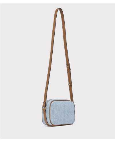 Liu Jo bolso bandolera azul denim Ferielle con correa larga camel ajustable