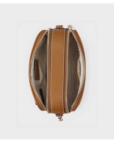 Interior bolso bandolera beige Liu Jo Ridhi camera bag doble compartimento cremallera dorada