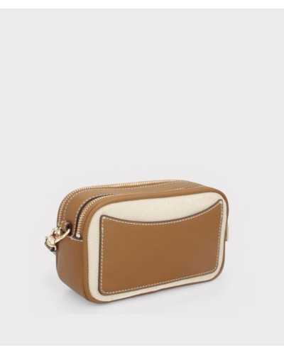 Vista trasera bolso bandolera beige Liu Jo Ridhi camera bag piel sintética camel