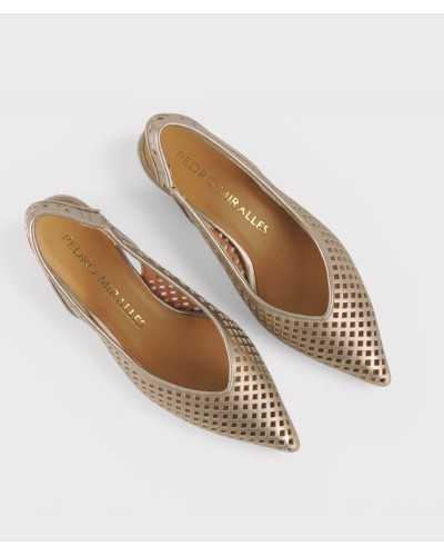 slingback Pedro Miralles Chelva bronce troquelado vista superior plantilla gel pie