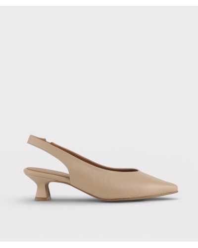 Zapato slingback Divina Martina Marina piel nude tacón carrete punta fina vista lateral