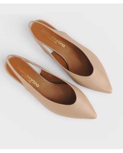 Zapato slingback Divina Martina Marina vista superior plantilla piel nude punta fina