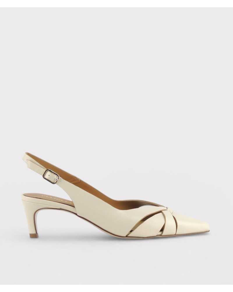 zapato destalonado Pedro Miralles Rasines off white piel vista lateral